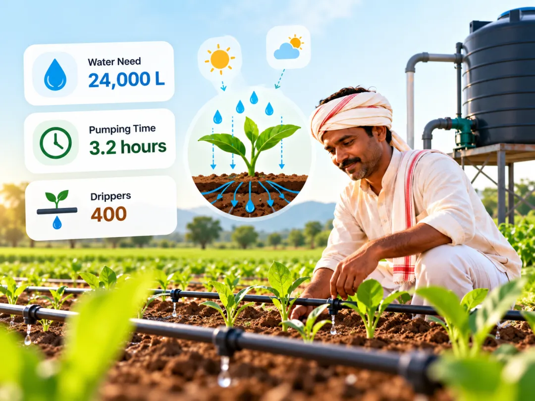Drip irrigation lines in a vegetable field